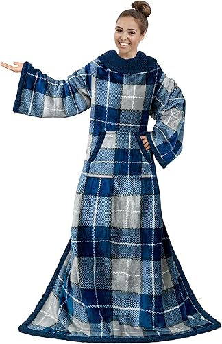 Miniatura 1 de PAVILIA Manta de vellón sherpa prémium con mangas para mujeres y hombres adultos, para llevar puesta, cálida y acogedora, súper suave, mangas