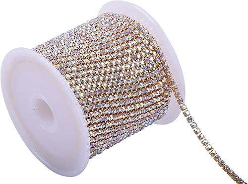 Miniatura 21 de KAOYOO - Cadena de diamantes de imitación de 9 metros (10 yardas) con cierre de 2.5 mm para manualidades de costura, decoración DIY (plata)