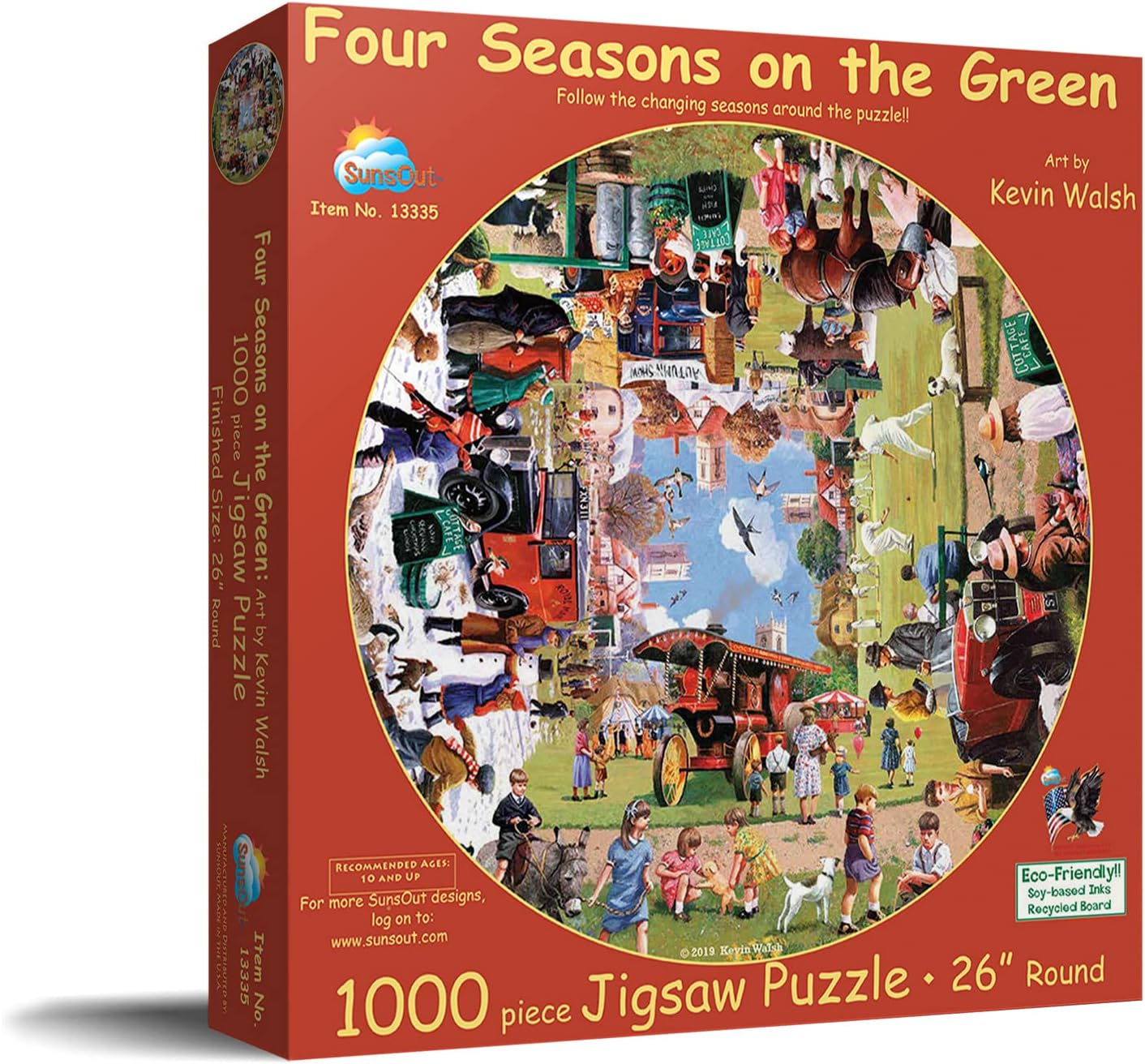 SUNSOUT INC - Four Seasons on the Green - 1000 pc Round Jigsaw Puzzle by Artist: Kevin Walsh - Finished Size 26" rd - MPN# 13335