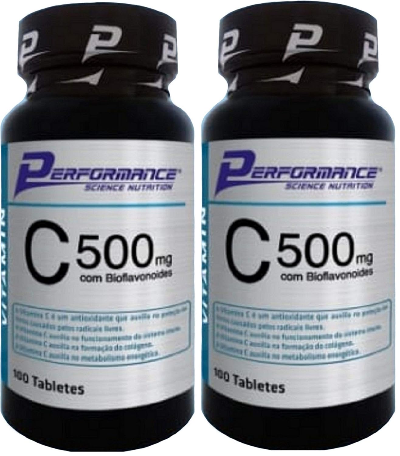 Vitamina C 500 mg com Rutina 0,6mg Performance Nutrition 100 Tabletes Kit 2 Und