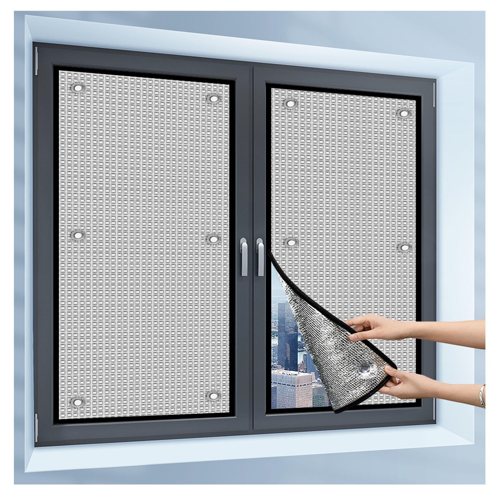 Wxgzsklv One Color Office Sun Protection Blackout Film, Double Aluminium Reflective Foil, Reusable Privacy Protection Film For Window Inside Outside, Glare Shield With Suction Cup(40Cm X 100Cm)