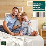 100% Natural Cotton Bed Sheets Set Queen, 4 Piece 200 Thread Count – Sateen Weave, Deep Pocket with Elastic All Around, Breathable & Cooling – Cream