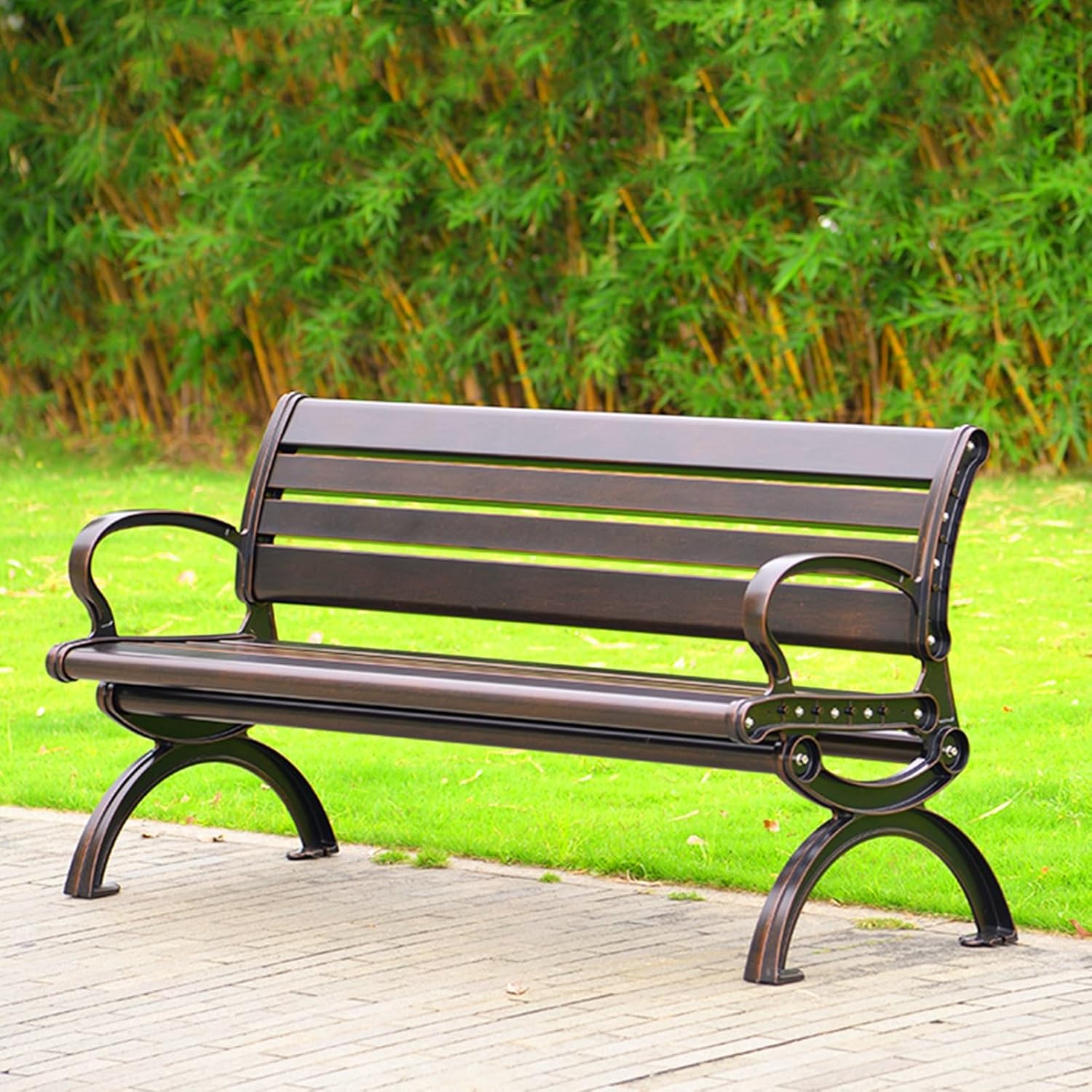 YUZES Patio Outdoor Garden Bench,Metal Outside Bench,Bench