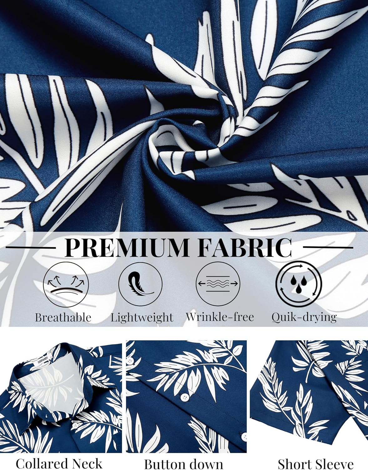 COOFANDY Mens Hawaiian Shirts Short Sleeve Button Down Aloha Shirts Summer Vacation Beach Shirts - Image 6