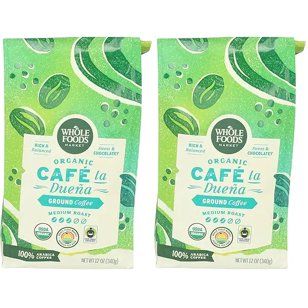 WHOLE FOODS MARKET Organic Ground Café la Duena Coffee, 12 OZ (Pack of 2) 1