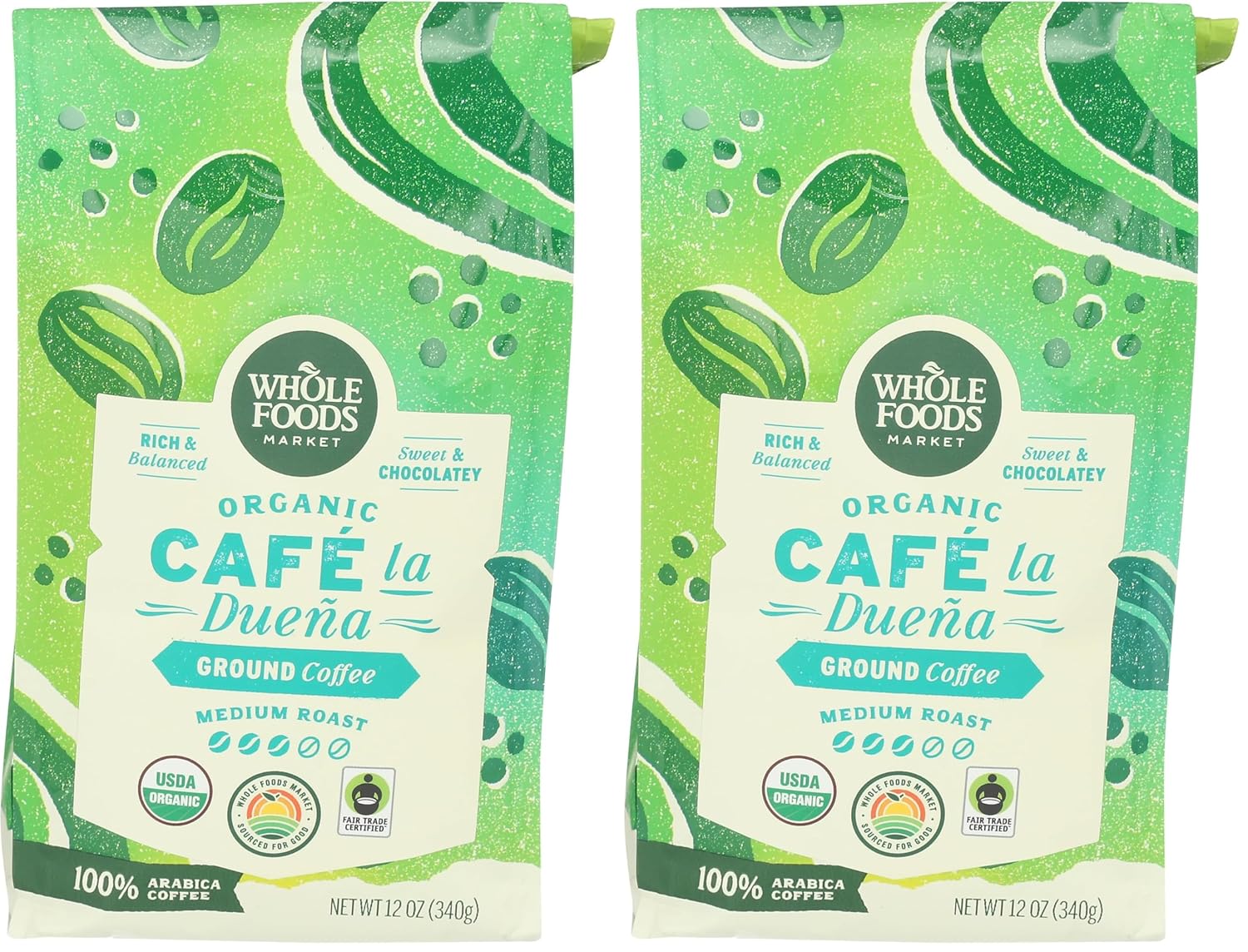 WHOLE FOODS MARKET Organic Ground Café la Duena Coffee, 12 OZ (Pack of 2)