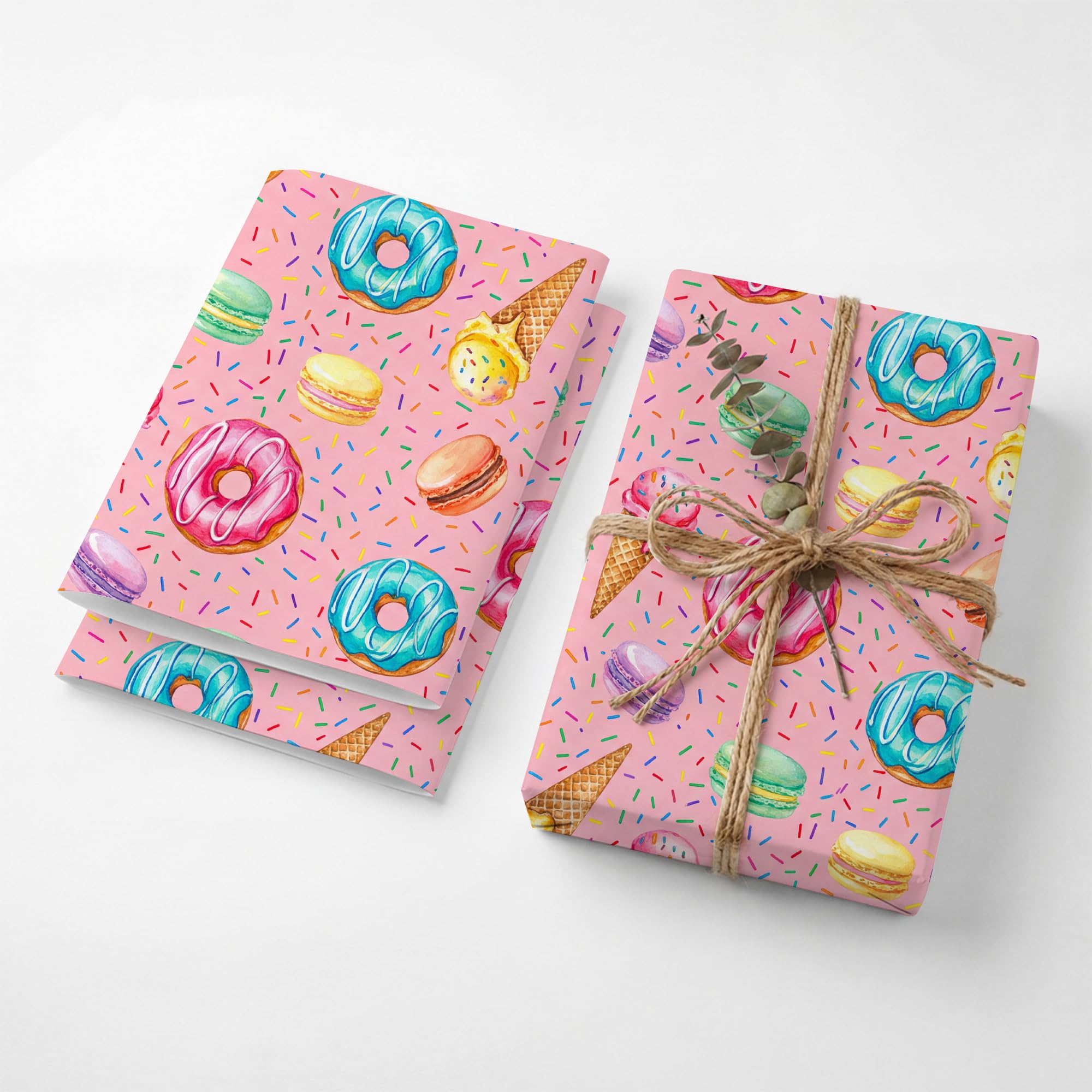 Sweet Donut Ice Cream Wrapping Paper Sheets, 19.5 x 27.5 in, 2 Sheets — image 1