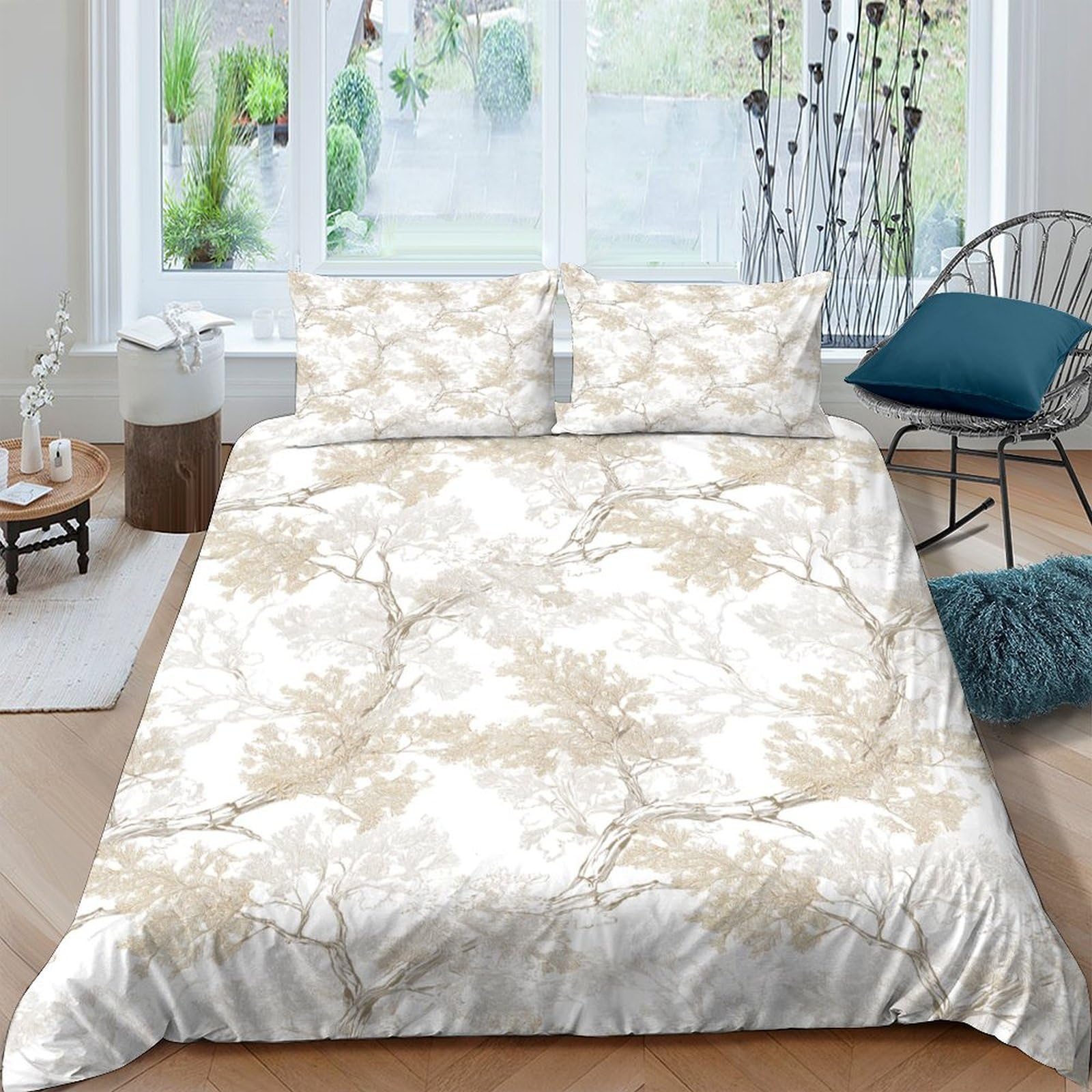 Ctjqhvkz Style-9 3D Printed Marble Texture Fitted Sheet Microfiber Soft Beige Abstract Leaf Bed Cover For Bedroom Decor Protection Single（135X200cm）