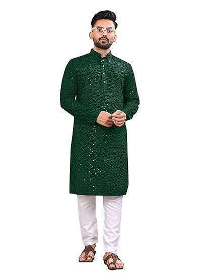 Men Men's Lucknowi Kurta Pyjama Set