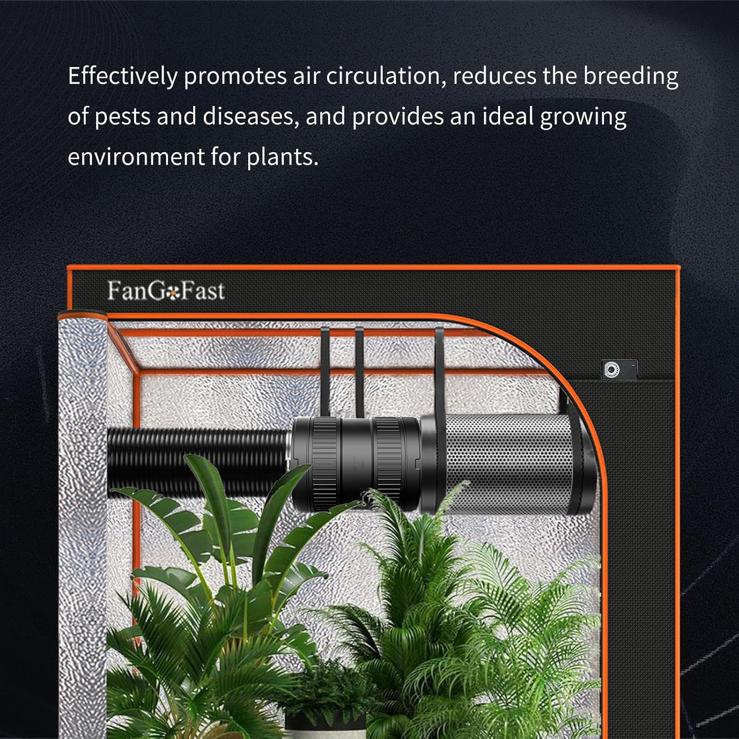 6 Inch Inline Duct Fan 345CFM Airflow with Stepless Speed Control Low Noise Energy Saving Ventilation Booster Fan for Grow Tents,Workshops,Basements