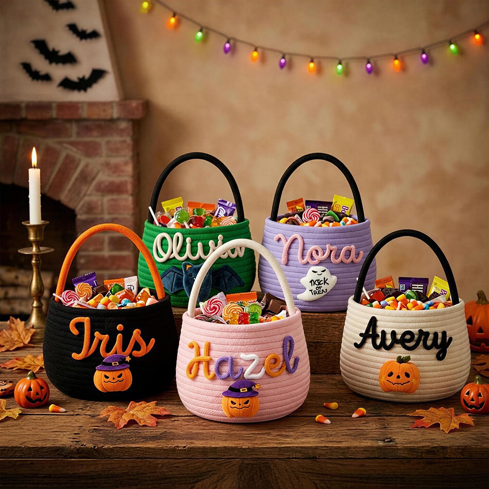 Personalised Halloween Trick or Treat Bag Custom Name Sweet Basket