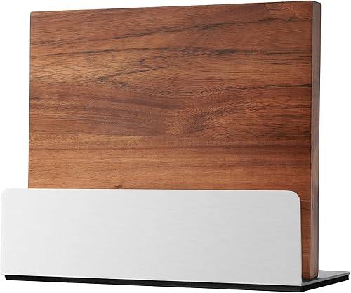 HBlife Soporte magnético de doble cara para cuchillos de cocina con imanes fuertes, cuchillo de madera de acacia con soporte de almacenamiento para