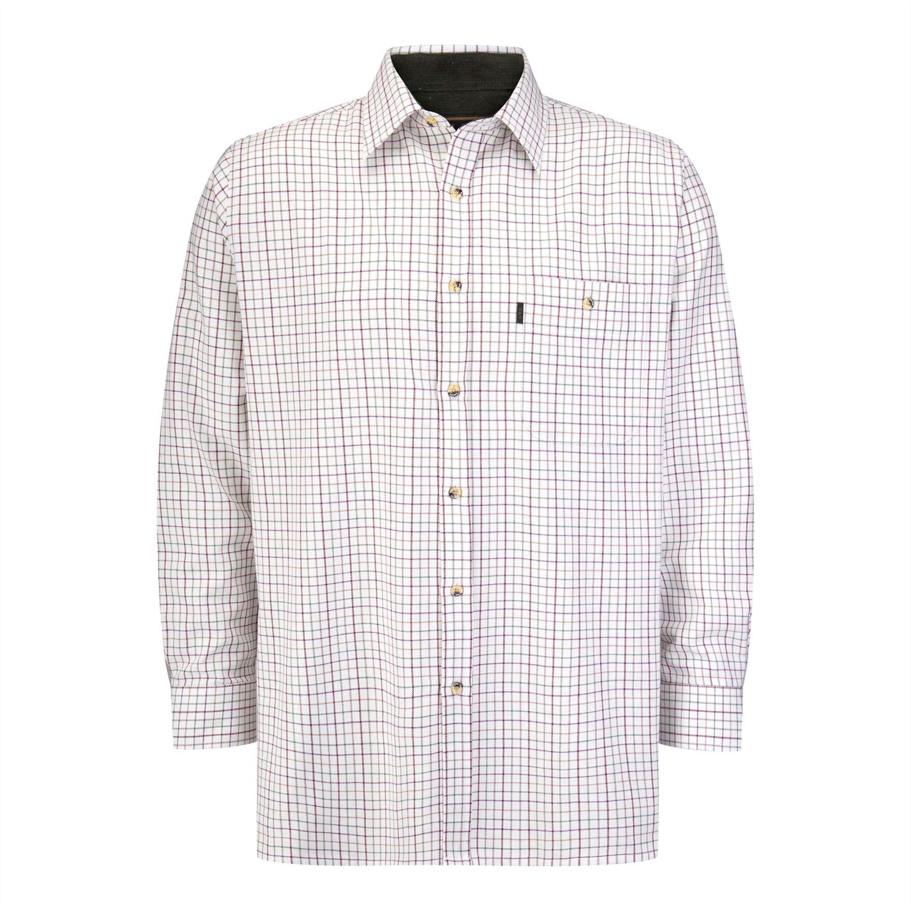 Walker And Hawkes Men's Wine - Green 100% Single Brushed Cotton Brocton Durable Country Shirt - Small (38'')