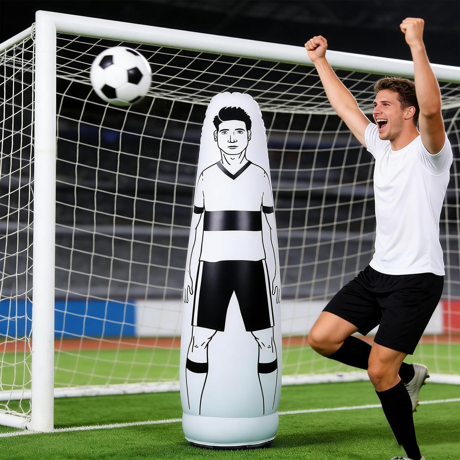 Muro Defensa Fútbol - Muñeco Inflable Fútbol | Barrera Tiro Libre | PVC Resistente Alta Protección, con Asas Laterales, para Entrenamiento Fútbols Béisbol, Saco Golpes Transpirable, Ejercicio, 160-203