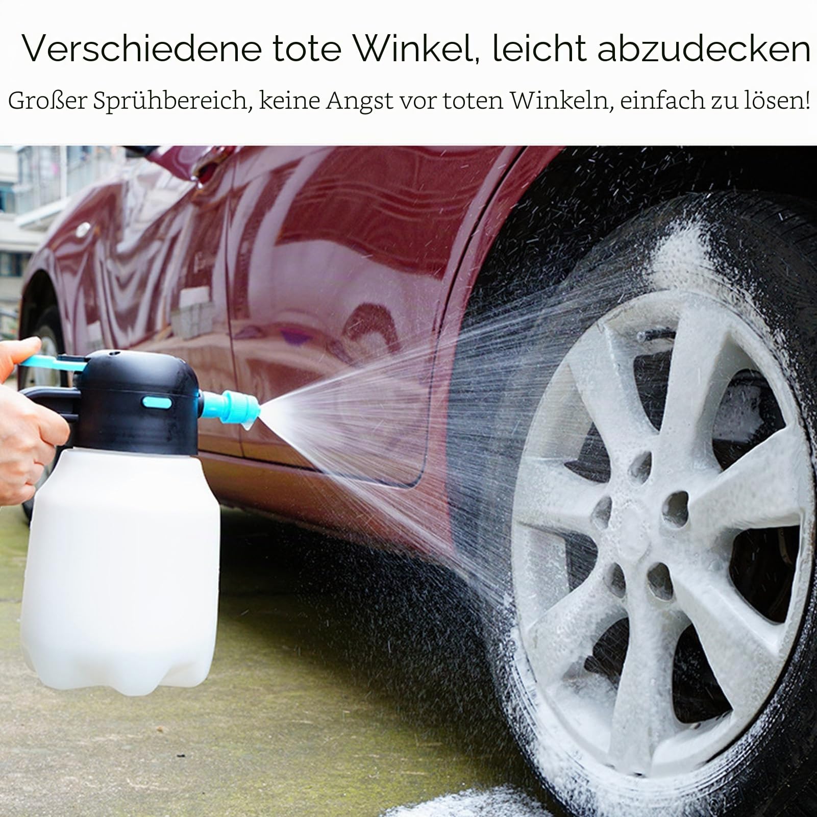 Bewinner 1,8 L Kabelloser Elektrischer Schaumsprüher – Hochdruck PP Sprühflasche für Autowäsche & Garten