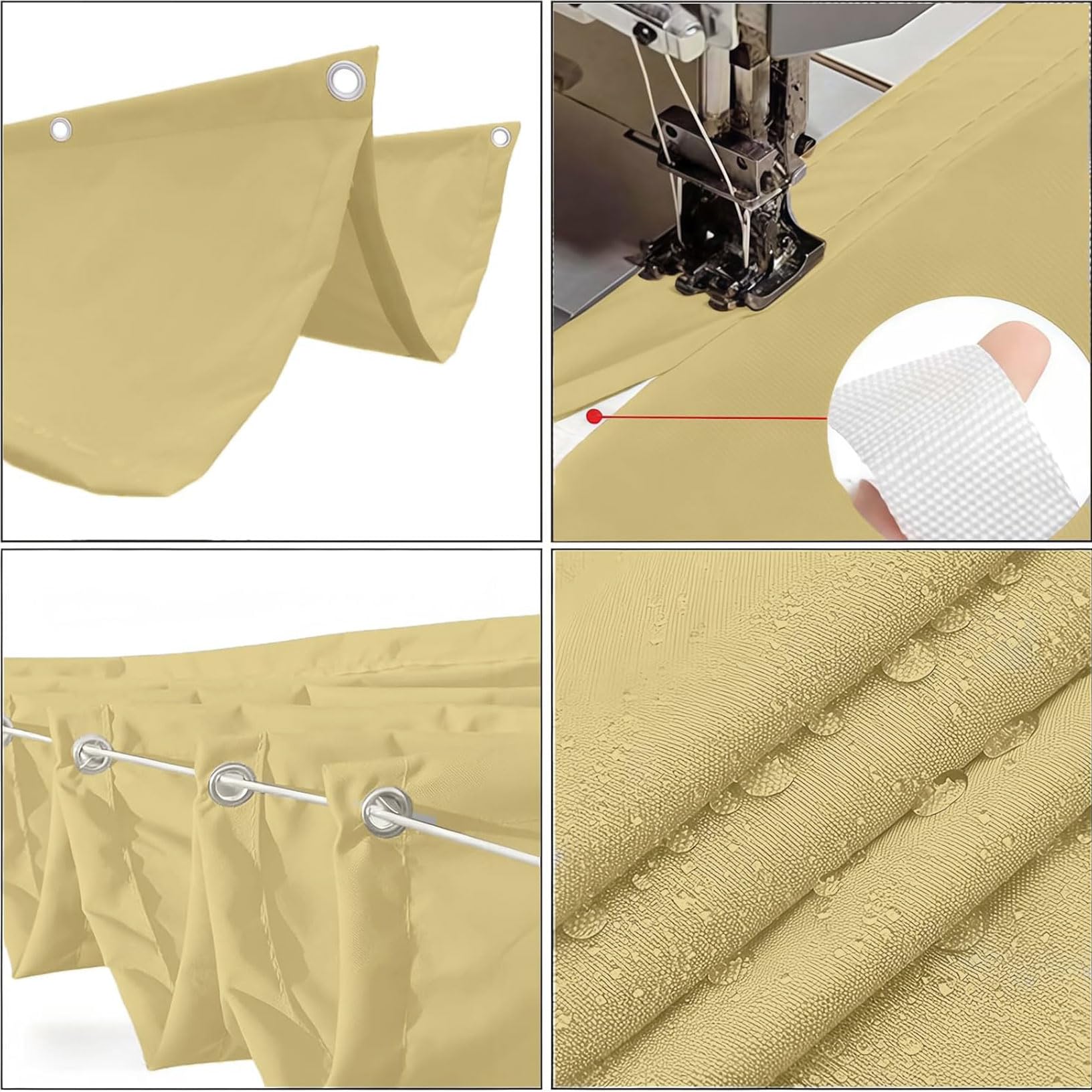 Einziehbares Sonnensegel 5 x 5 m Nach Maß Verstellbar 95% Uv-Schutz Wasserdicht Markisenstoff Inkl. Befestigungsseilen für Balkon Terrasse Garten Pool Camping, Sandgelb