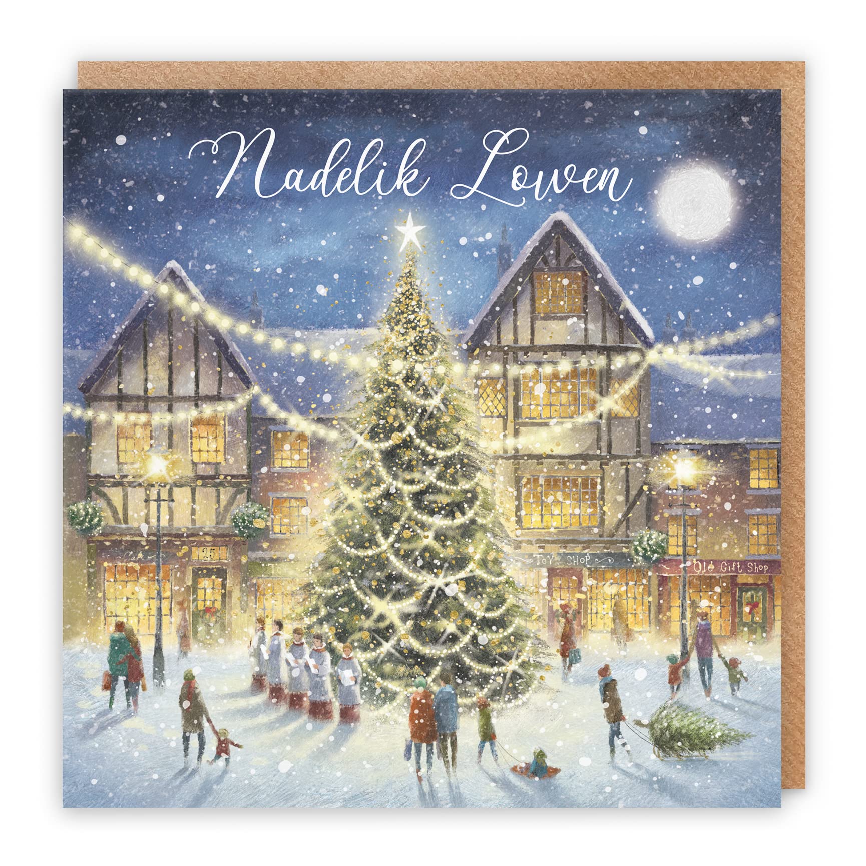 Hunts England, Luxury Individual Cornish Christmas Card For Men Or Women, Nadelik Lowen, 'Christmas Eve'