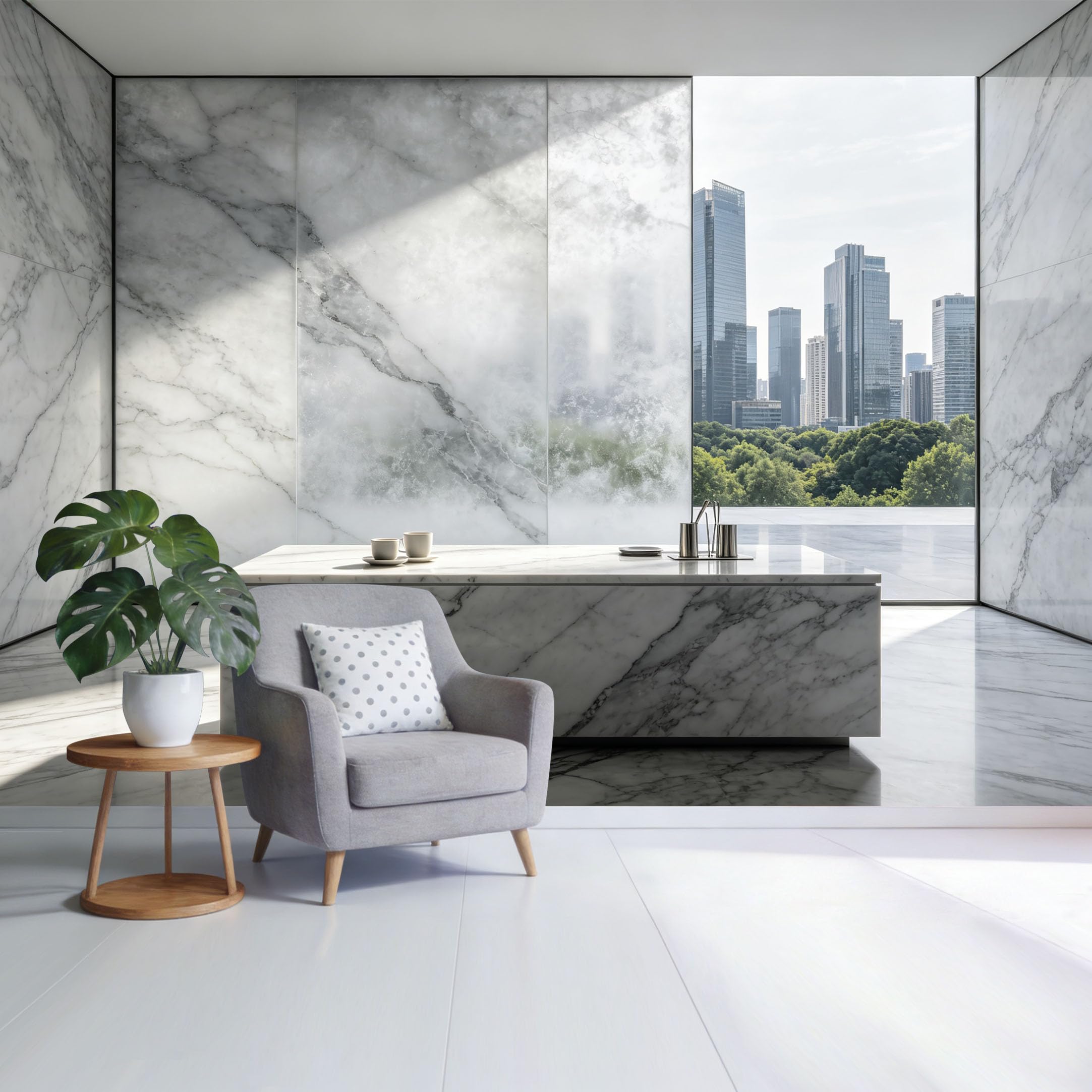 Custom Size Wall Mural Marble Texture Modern City Skyline Minimalist Interior Design SelfAdhesive Wall Fabric Removable Wallpaper for Home Office Decor