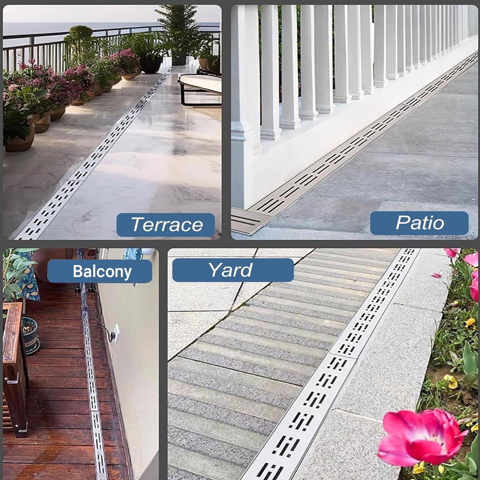 Coladores Lineales para Exteriores Canal de Drenaje Estrecho Deo Inoxidable