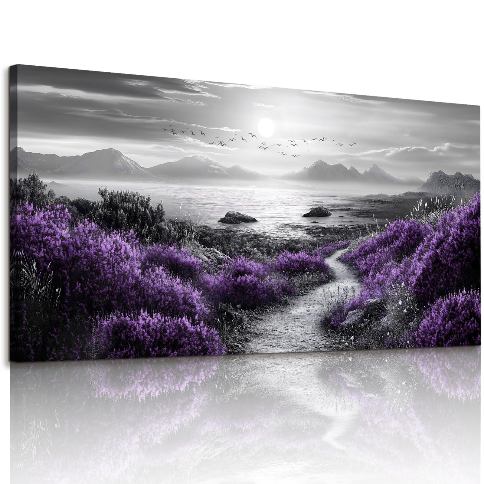 JHHUAMO Large Canvas Painting 73x146 cm L, Modern Decorative Painting for Coastal Living Room, Wall Decoration for Bedroom, Office, Bathroom, Dining Room