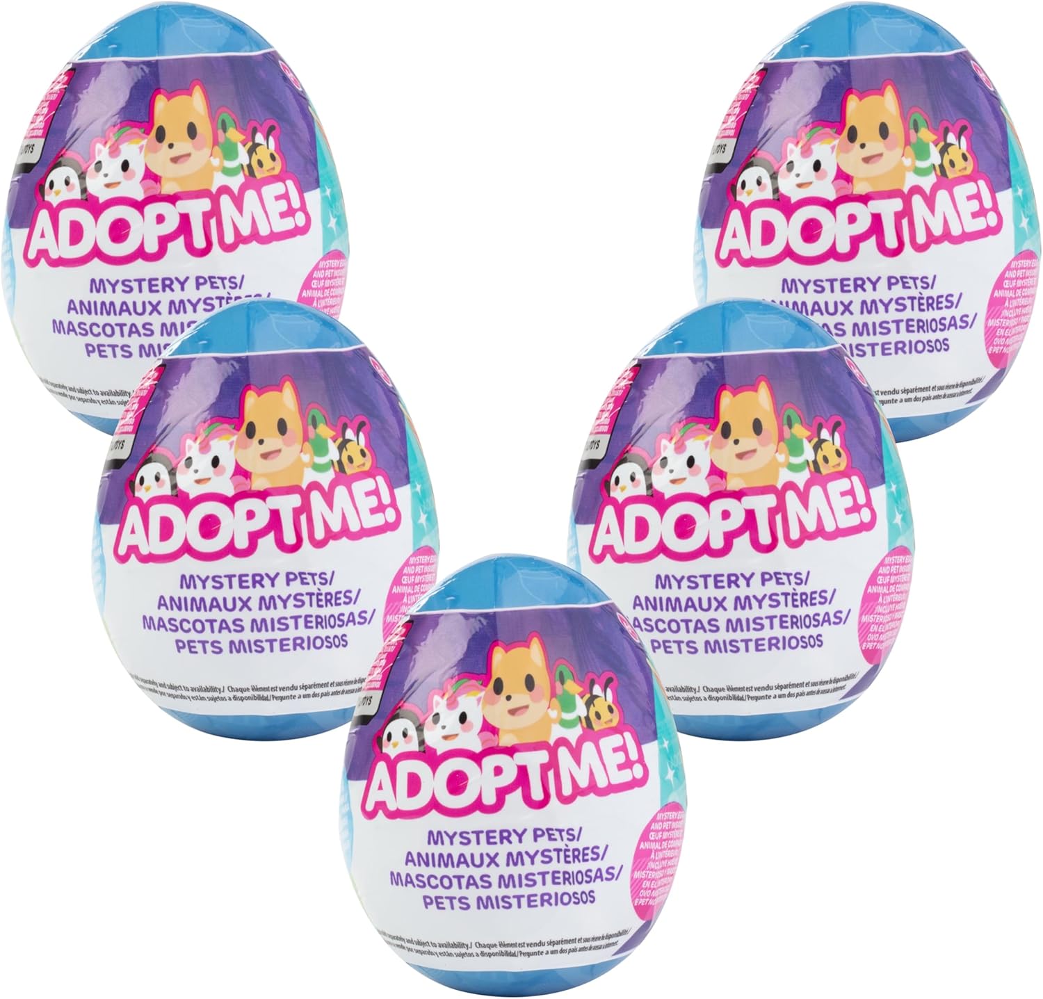 Adopt Me! Mystery Pets Blind Box Egg 5 Pack – Series 3 – Exclusive Virtual Item Code – Collectible Mini Animal Toy Figure, Styles May Vary – Gift for Kids, Girls & Boys Ages 6+ Adopt Me! Mystery Pets Blind Box Egg 5 Pack – Series 3 – Exclusive Virtual Item Code – Collectible Mini Animal Toy Figure, Styles May Vary – Gift for Kids, Girls & Boys Ages 6+