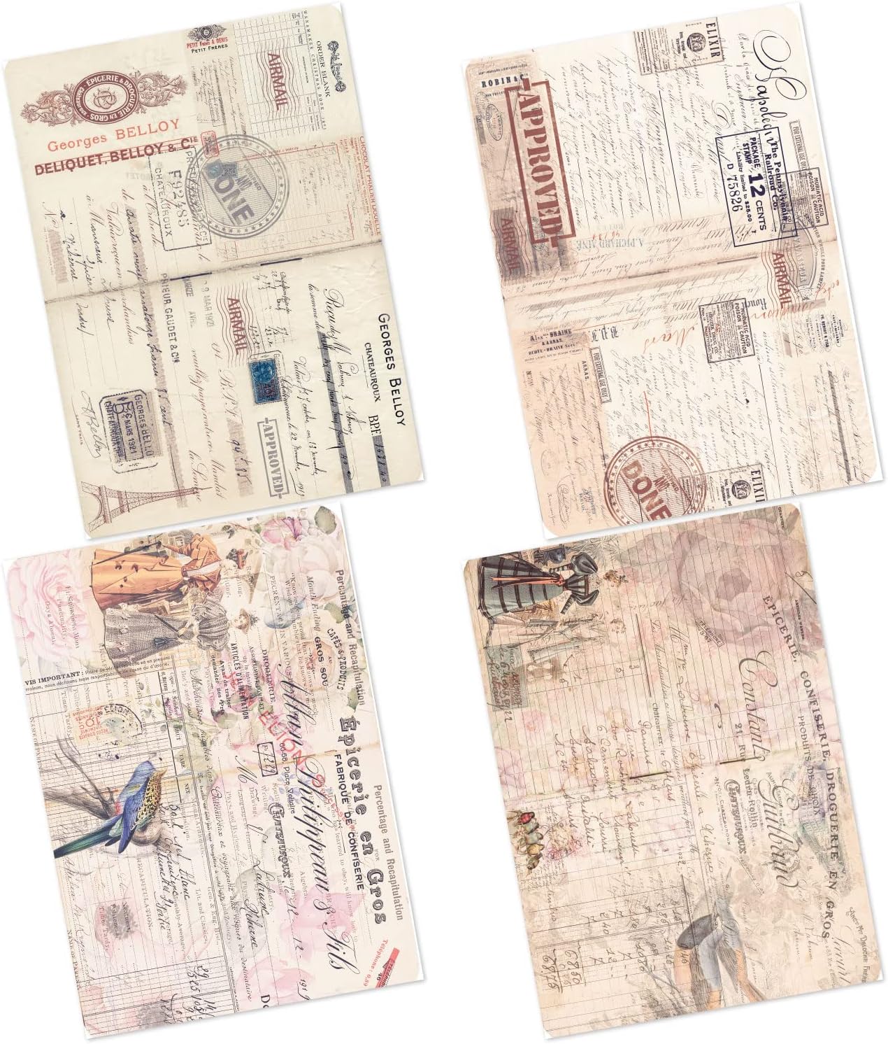 - CrafTangles Decoupage Paper Pack - Vintage Journals 1 (A4) - 4 Sheets