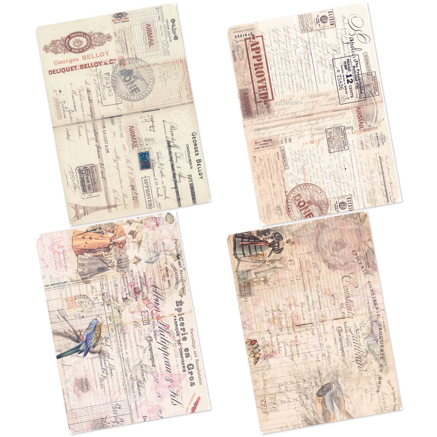 - CrafTangles Decoupage Paper Pack - Vintage Journals 1 (A4) - 4 Sheets
