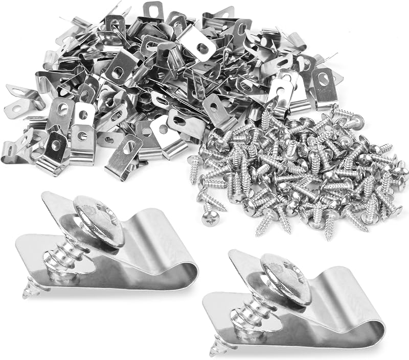 220 Pcs Fence Wire Clamps Stainless Steel Fencing Mounting Clips with 220 Pcs Stainless Steel Screws for 12-16 Gauge Welded Wire to Wood, Metal or Vinyl Fence(X220 Kit)