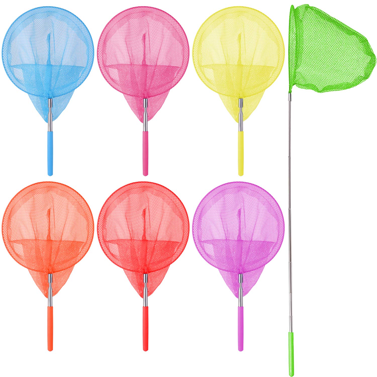 Mesh Fish Tank Net Aquarium Fish Net Fish Net for Fish Tank,7 Pieces Colorful Mesh Fish Tank Net with Extendable Long Handle,Fish Catch Nets Fish Tank Aquarium for Indoor and Outdoor Use