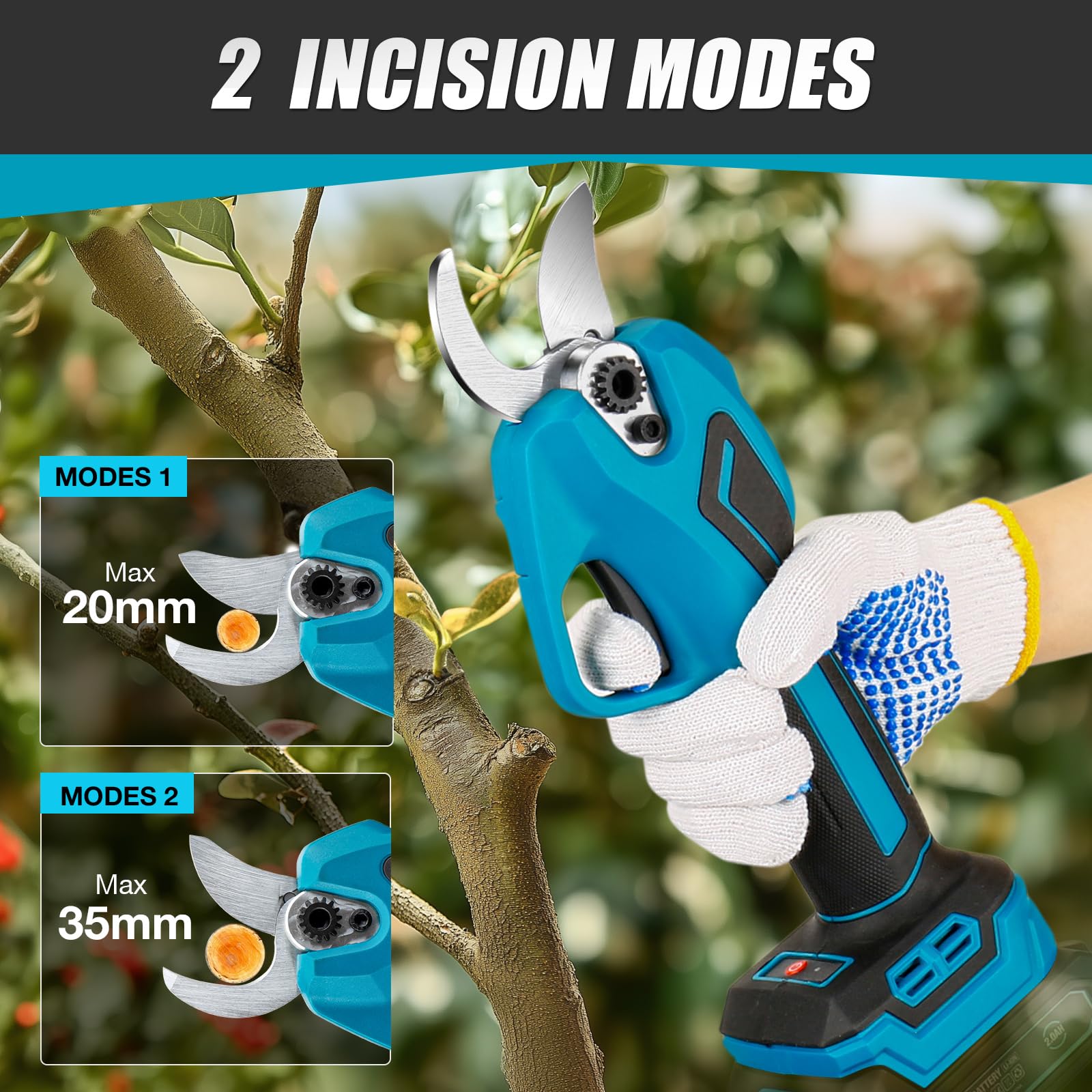 Sécateur électrique pour Makita 18 V, Sécateur à Batterie 600 W Professionnel, Moteur Sans Balais Manuel avec Diamètre de Coupe de 20 à 35 mm et Compteur de Coupe LED (Pas de Batterie)