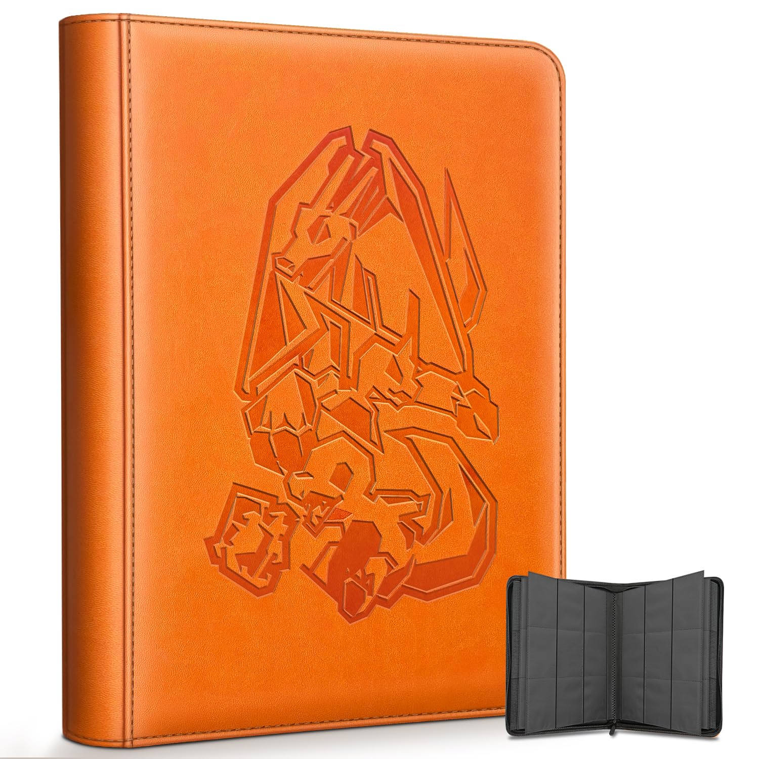 douper9 Pocket Card Binder, 540 Cards Trading Cards Games Collection Holder Book Folder with Side-Loading Sleeves (Orange)