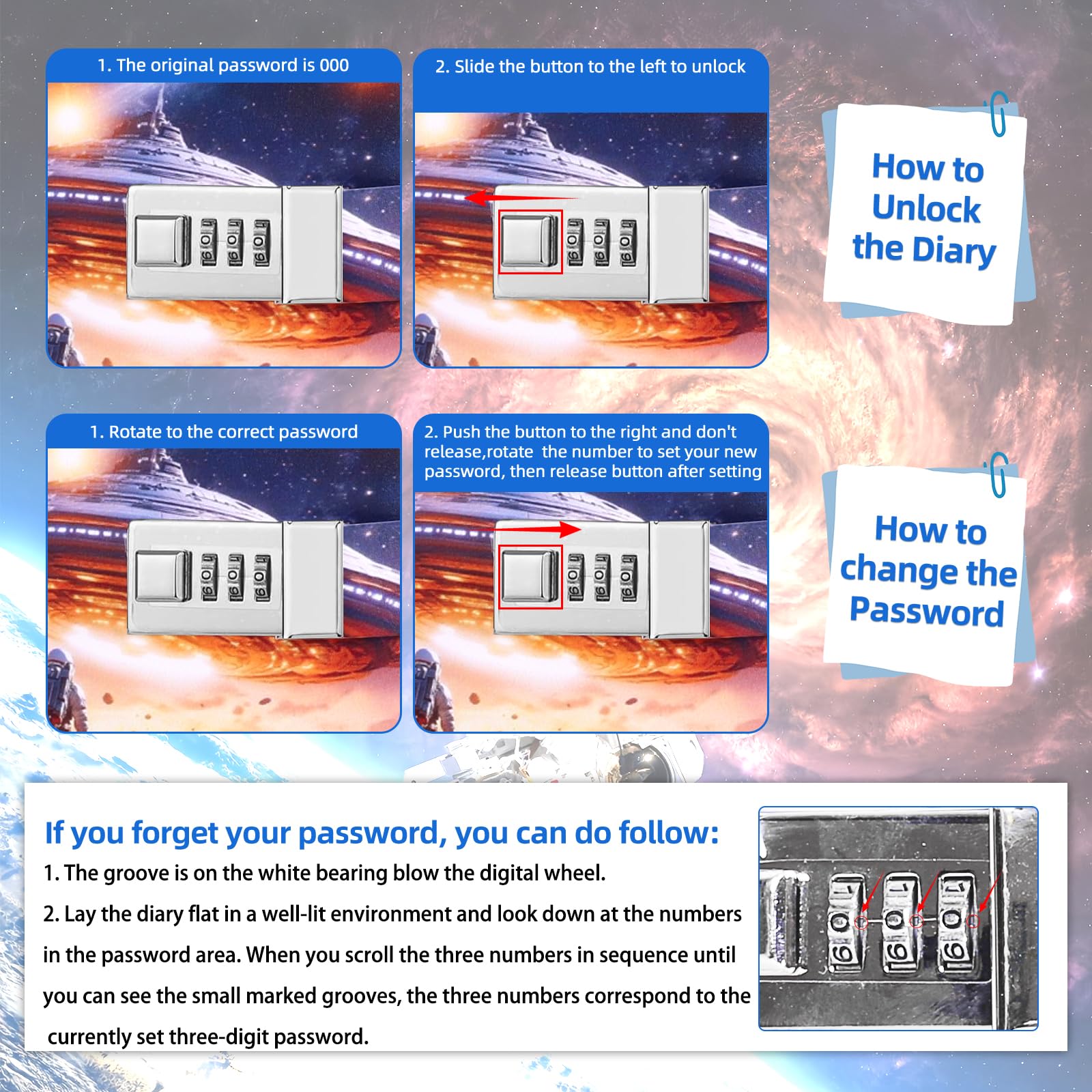 Folxakdis Diario Segreto Bambino Diario con Lucchetto Diario segreto con Codice Ragazzo Fantastici Diari Regalo per Ragazzi 8-16 anni