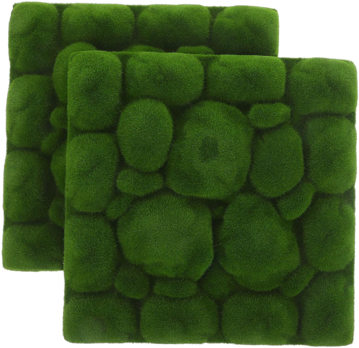 GANAZONO Artificial Moss Mat 2 Pieces 11.81X11.81X1.37 Inch Faux Flocking Fake Moss Panels for DIY Micro Landscape Garden Decor Fish Tank Bonsai Photo Props