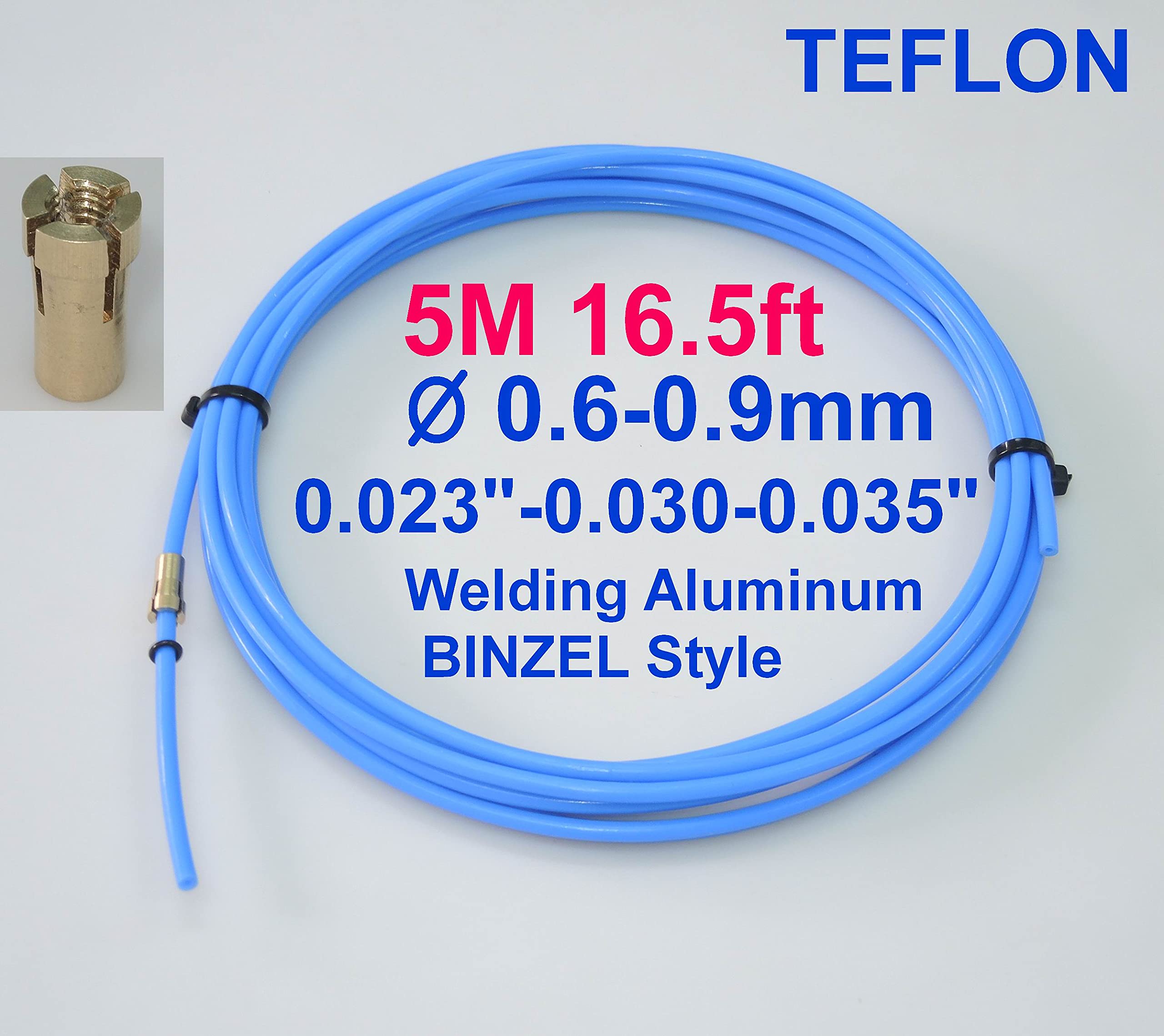BINZEL European Style MIG Welding Liner PTFE Graphite Copper Chuck Euro KZ-2 (Teflon-Blue,5 Meters)