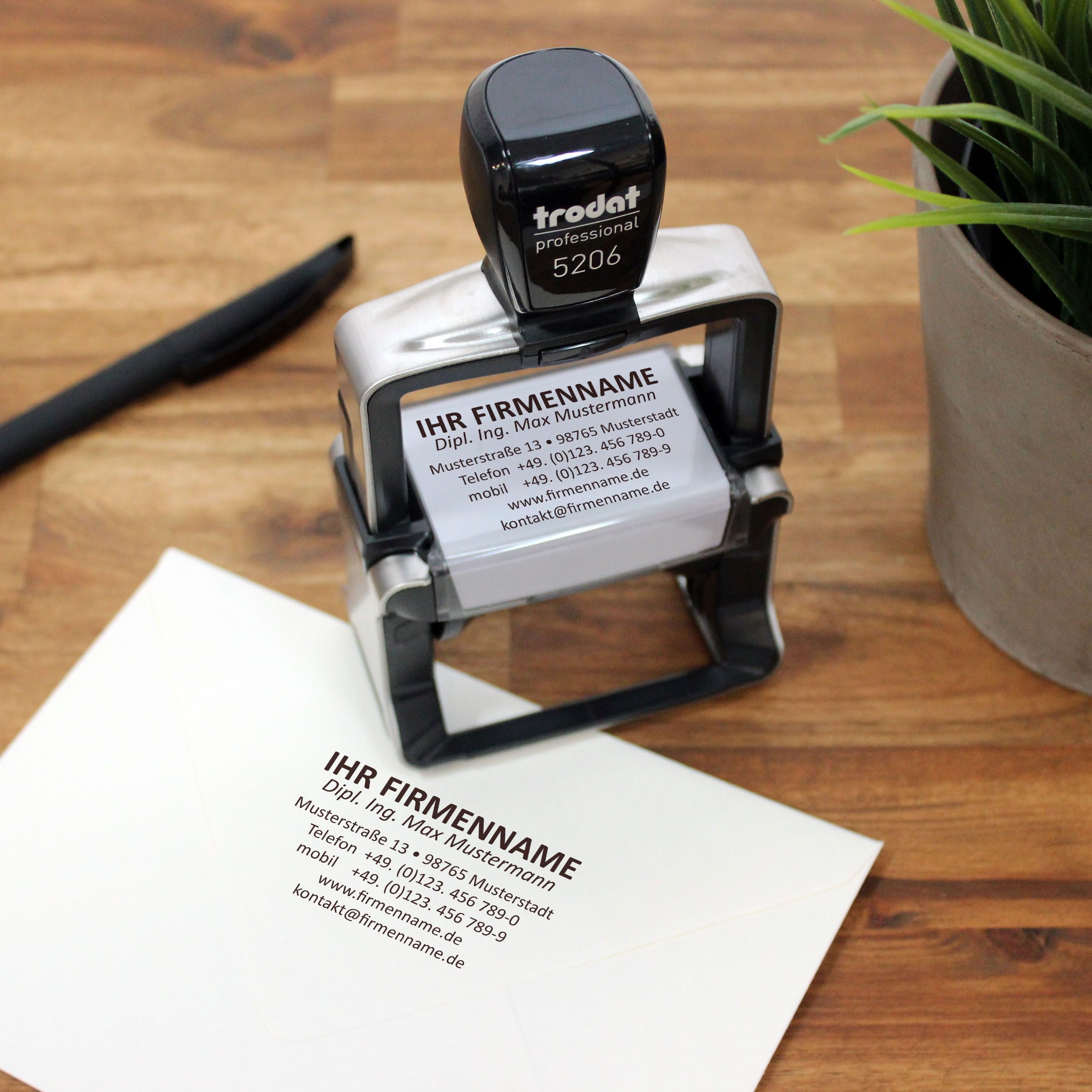 Firmenstempel mit Logo und Text, Trodat Professional 5206, 56x33 mm