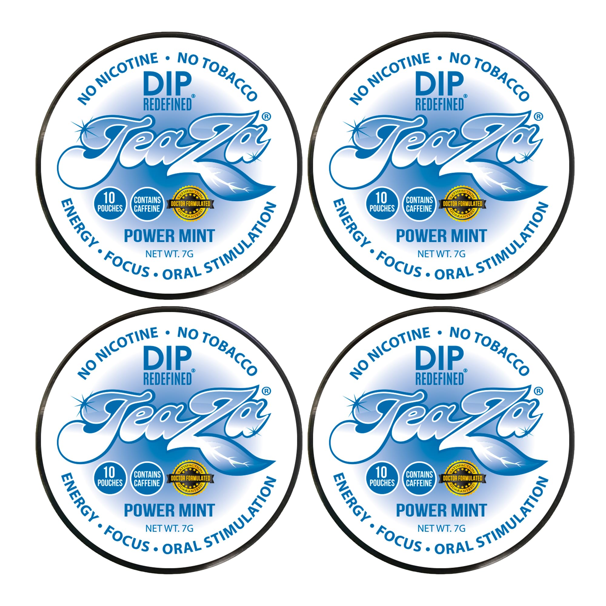 energy tobacco TeaZa Pouches Power Mint - Alternative - 4 Pack TeaZa Energy Pouches 4 Flavor