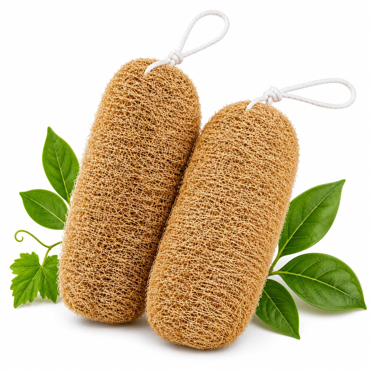 100% Natural Loofah Sponge For Men & Women | Handcrafted Bath & Shower Body Scrubber | Plastic-Free Eco-Friendly Exfoliating Loofahs | Bathing Scrub Pack of 2-image-4