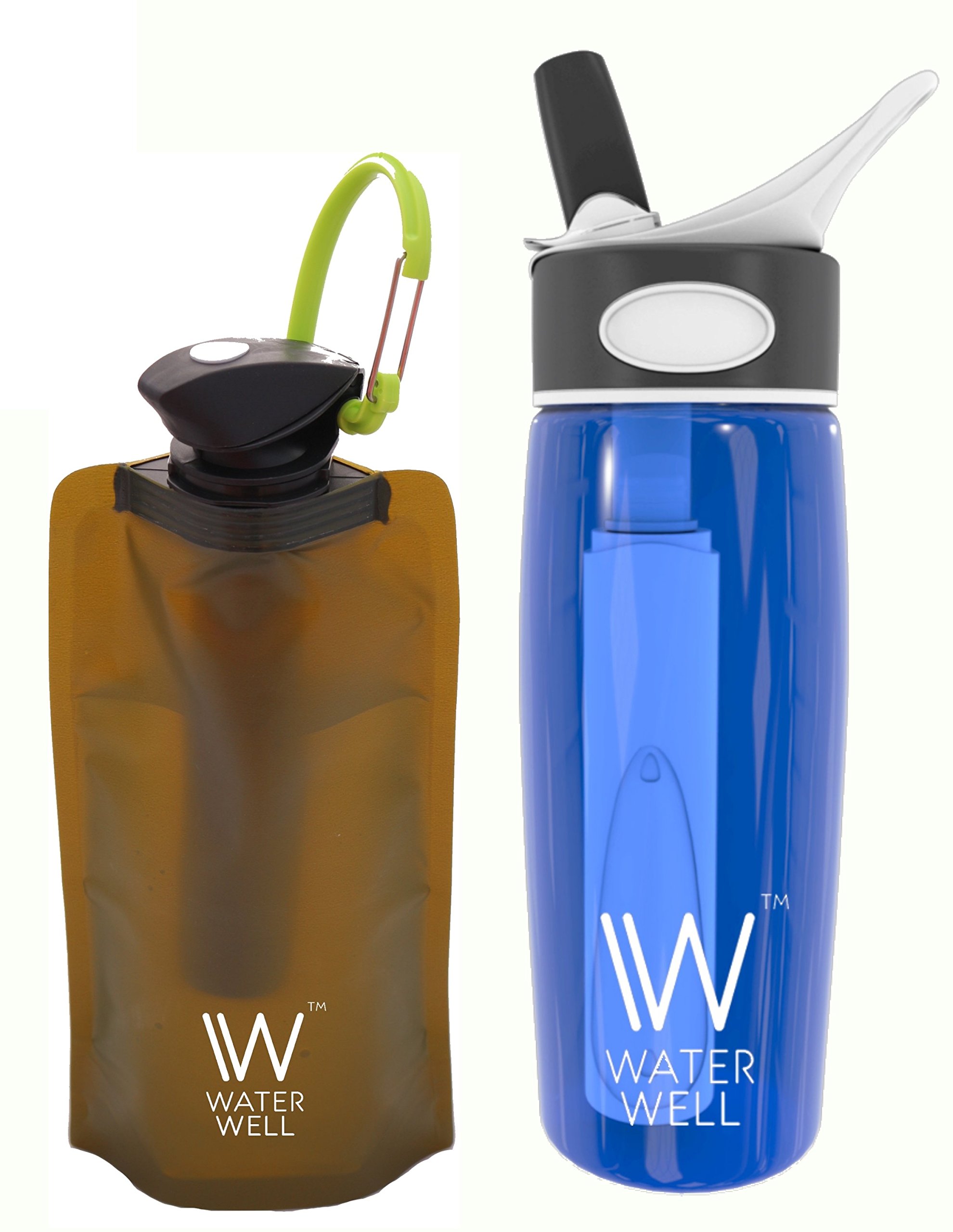 Filtro acqua di ricambio a 2 stadi per i prodotti WaterWell ™ | Filtra l'acqua eliminando il 99,99% di batteri, parassiti e cisti a base d'acqua | Filtri a paglia ultra filtranti da 1000 litri di acqua dolce. Filtro dell'acqua a membrana in fibra cava e f