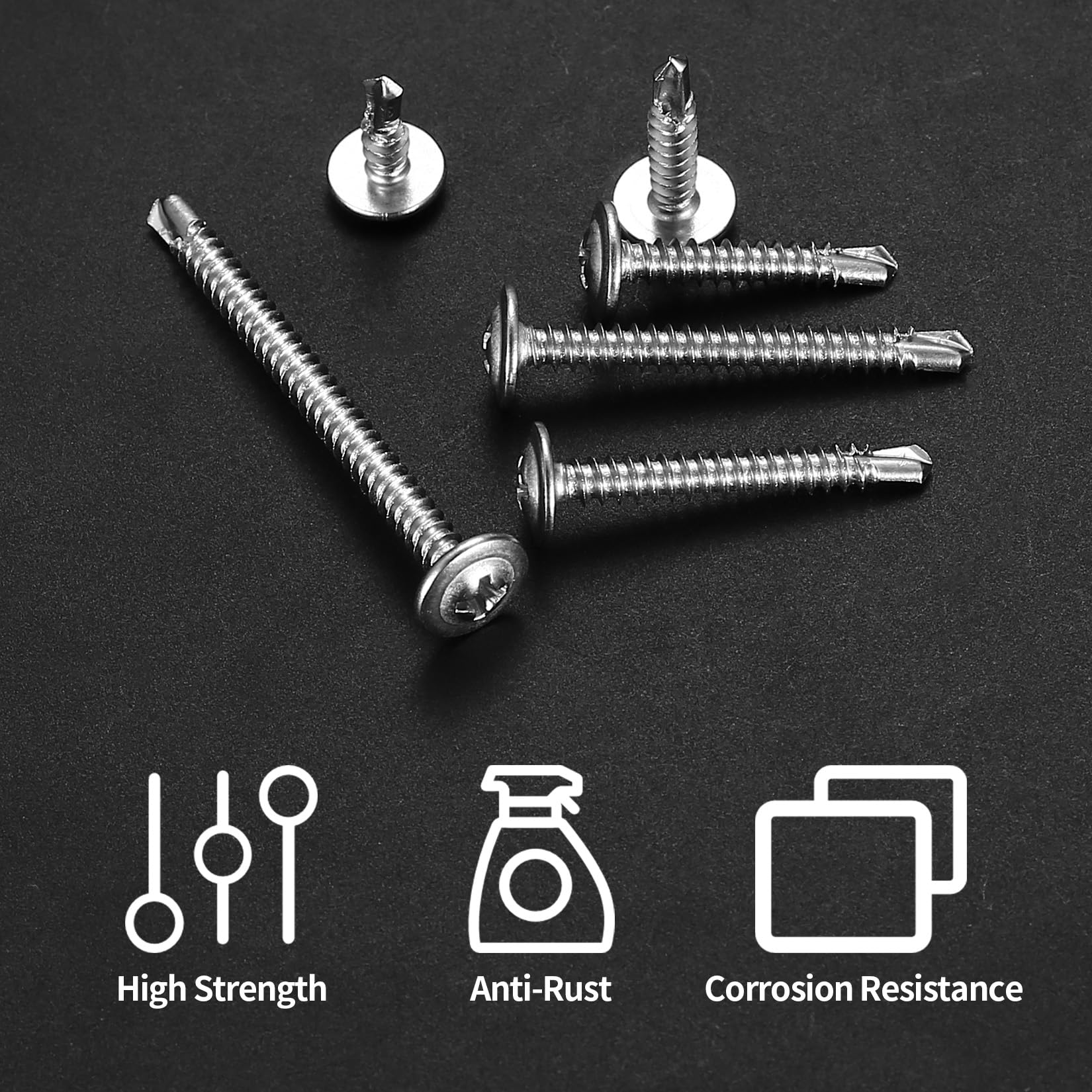 225 Piezas Tornillos Autoperforantes, M4,2 Tornillos Roscachapas Phillips, Tornillos Autotaladrantes, Tornillos Autorroscantes, Tornilleria Tornillos en Cabeza Cruz Plana para Acero Metálicos Madera
