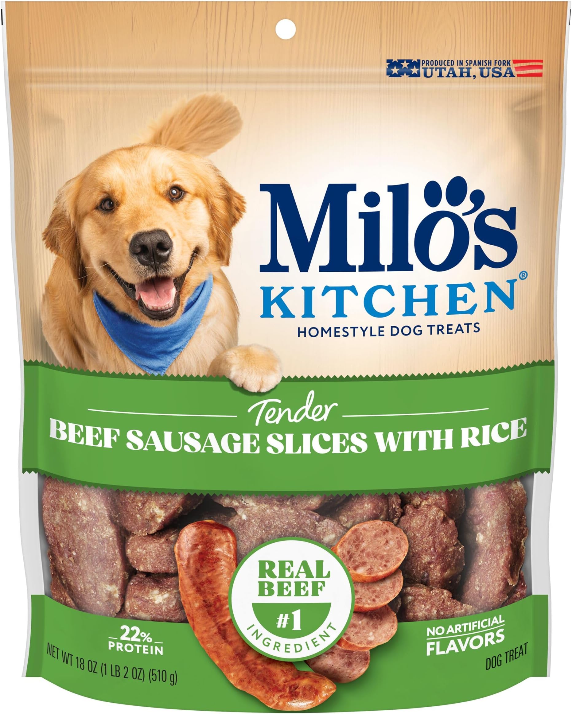 Beef Sausage Slices with Rice Dog Treats, 18 Oz. Bag