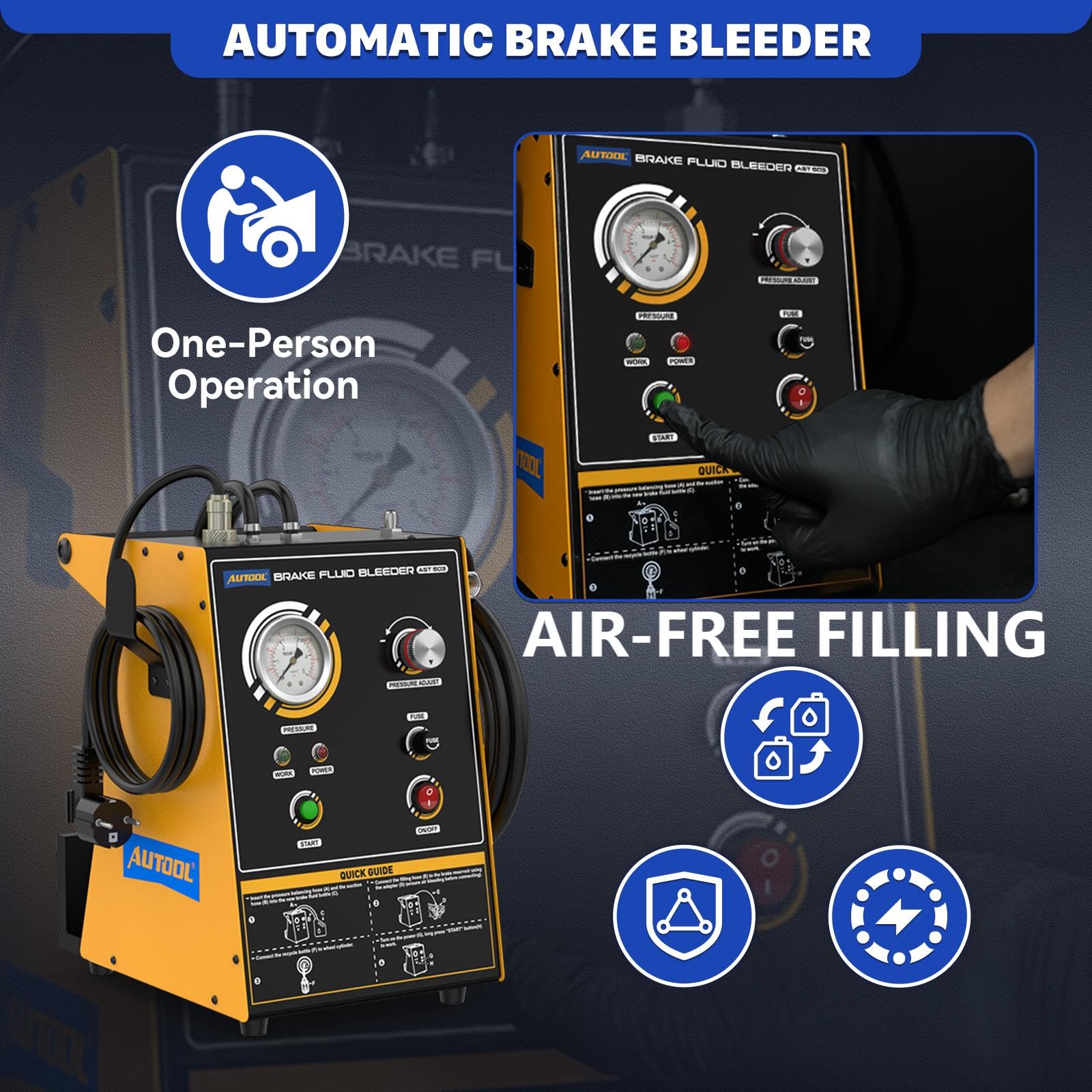 AUTOOL Brake Bleeder Kit Automotive, Brake Fluid Bleeder Kit, Brake Oil Fluid Extractor Pump, Vacuum Brake Oil Fluid Bleeding Tool, Automatic Brake Bleeder One Person