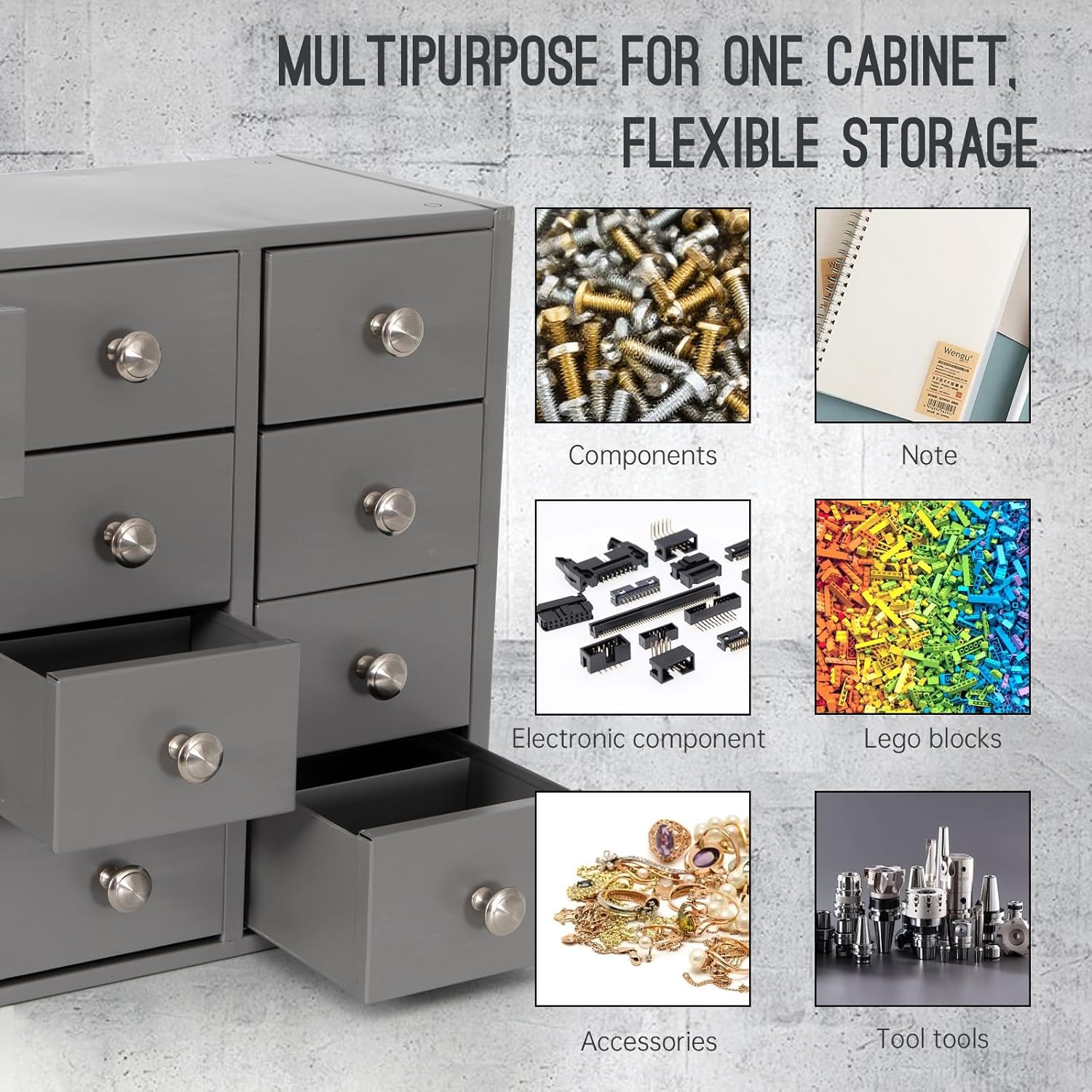 12-Drawer All-Metal Parts Cabinet – Heavy Duty Bolt and Nut Organizer with Metal Drawers, Hardware Storage Cabinet for Workshop Garage or Office, Bolt Bin, No Assemble