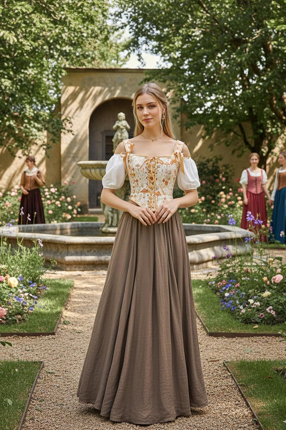 Scarlet Darkness 2026 Renaissance Corset Tops for Women Floral Lace-Up Overbust Bustier Bodice - Image 2