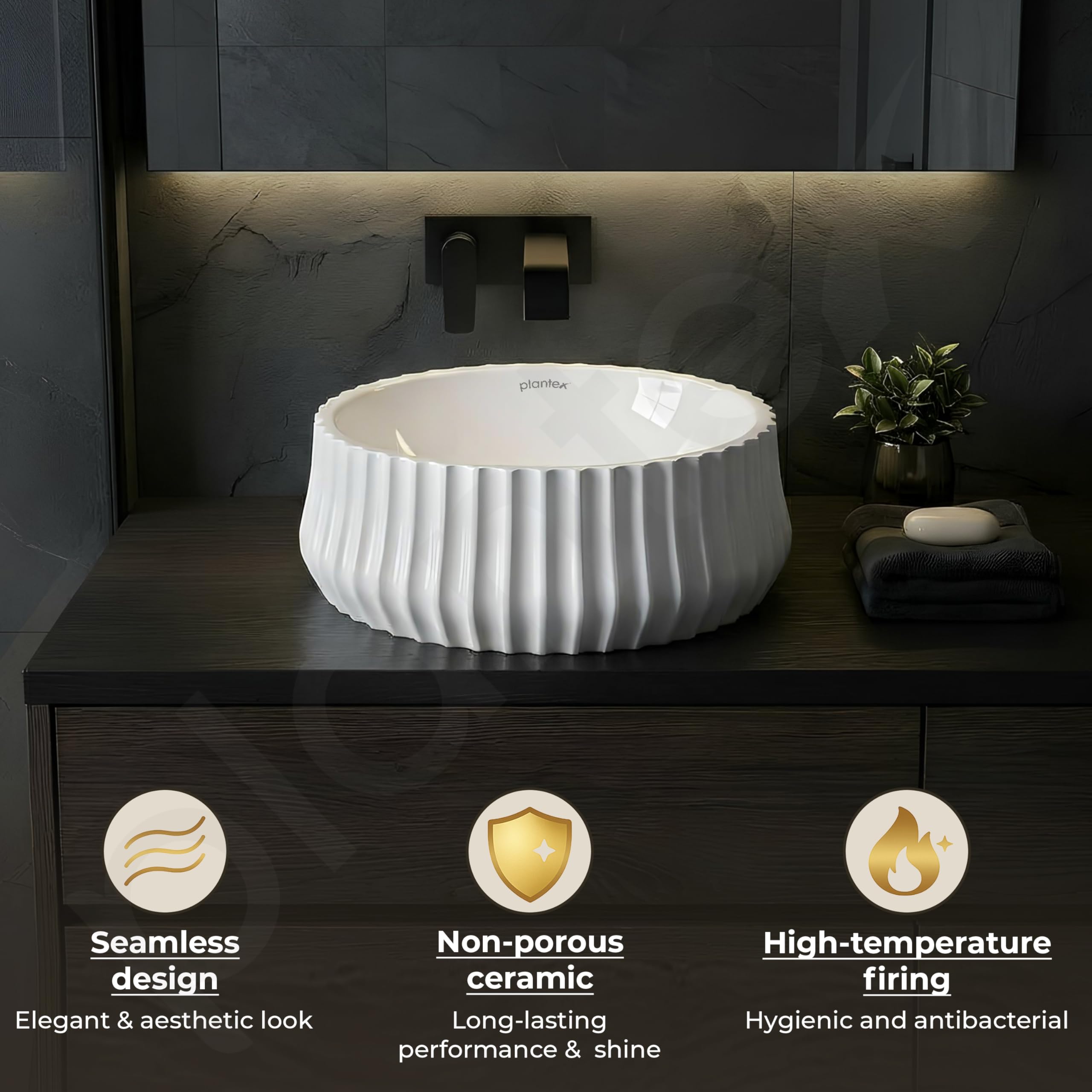 Plantex Ceramic Vessel Sink - White Glossy -8 Plantex Ceramic Vessel Sink - White Glossy -8