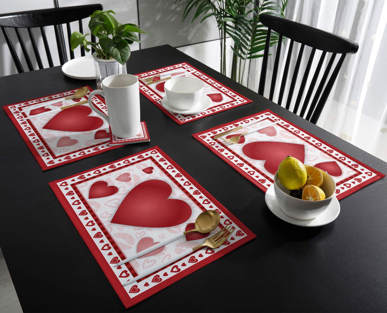 Amazon.com: Placemats Set of 6 Valentine's Day Placemats for