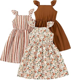 Girls Dresses Toddler Girls Dress 3-Pack Casual Party Print Skater A-line Dress Sundress