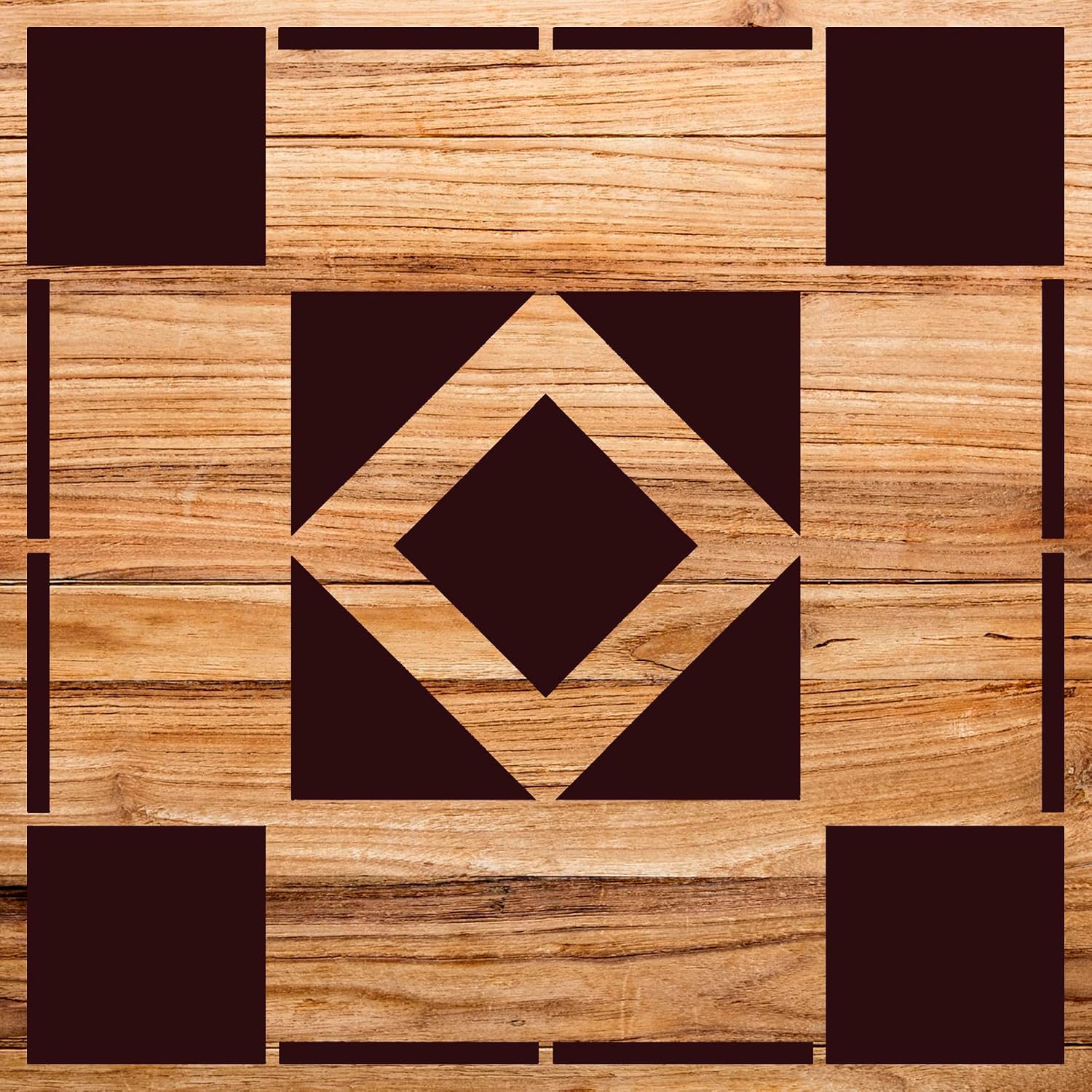Block barn Quilt Stencil Pattern for Wood Signs and Home Decor, Reusable Mylar Template for DIY Craft Projects and Decorative Painting - Size A2 (16.5" x 16.5")