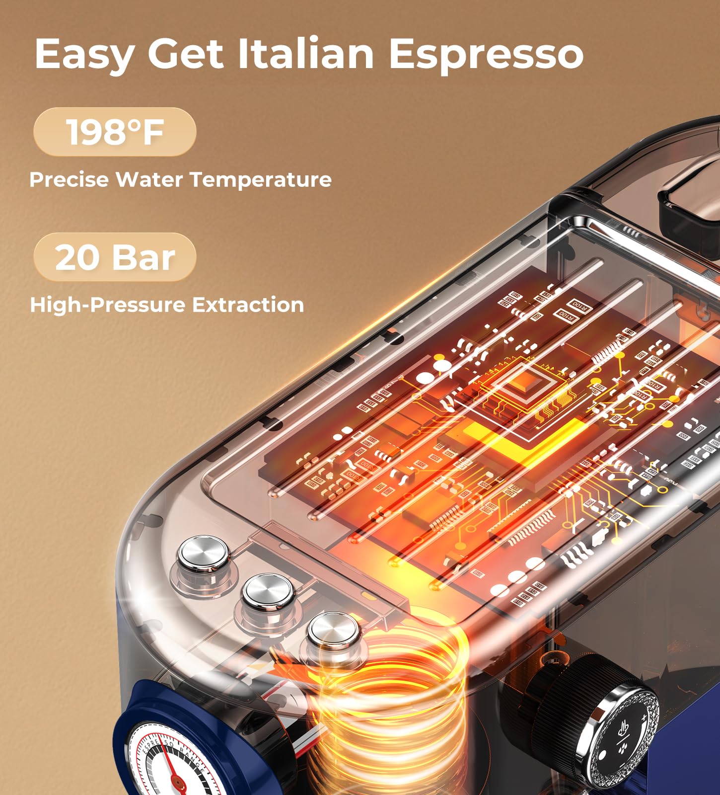 atatix 20 Bar Espresso Machine with Milk Frother, Compact Espresso Maker view 5