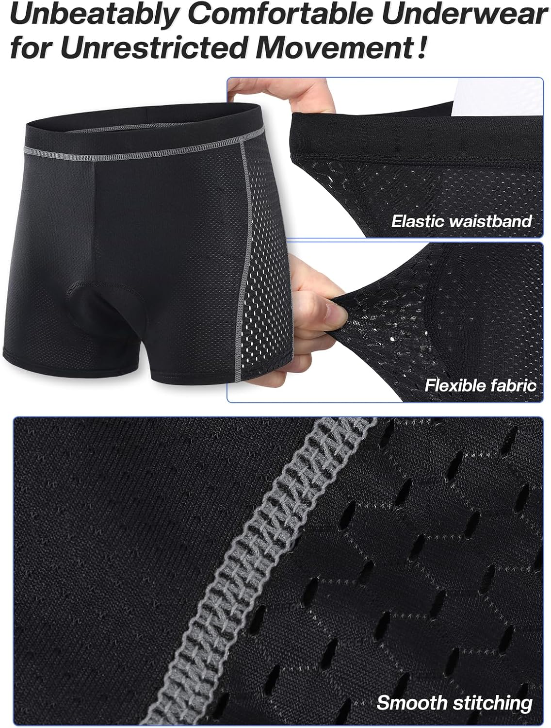 ARSUXEO Men's Cycling Underwear 4D Padded Bike Shorts Bicycle Biking Cycling Shorts with Padding Mountain Bike Liner - Image 5