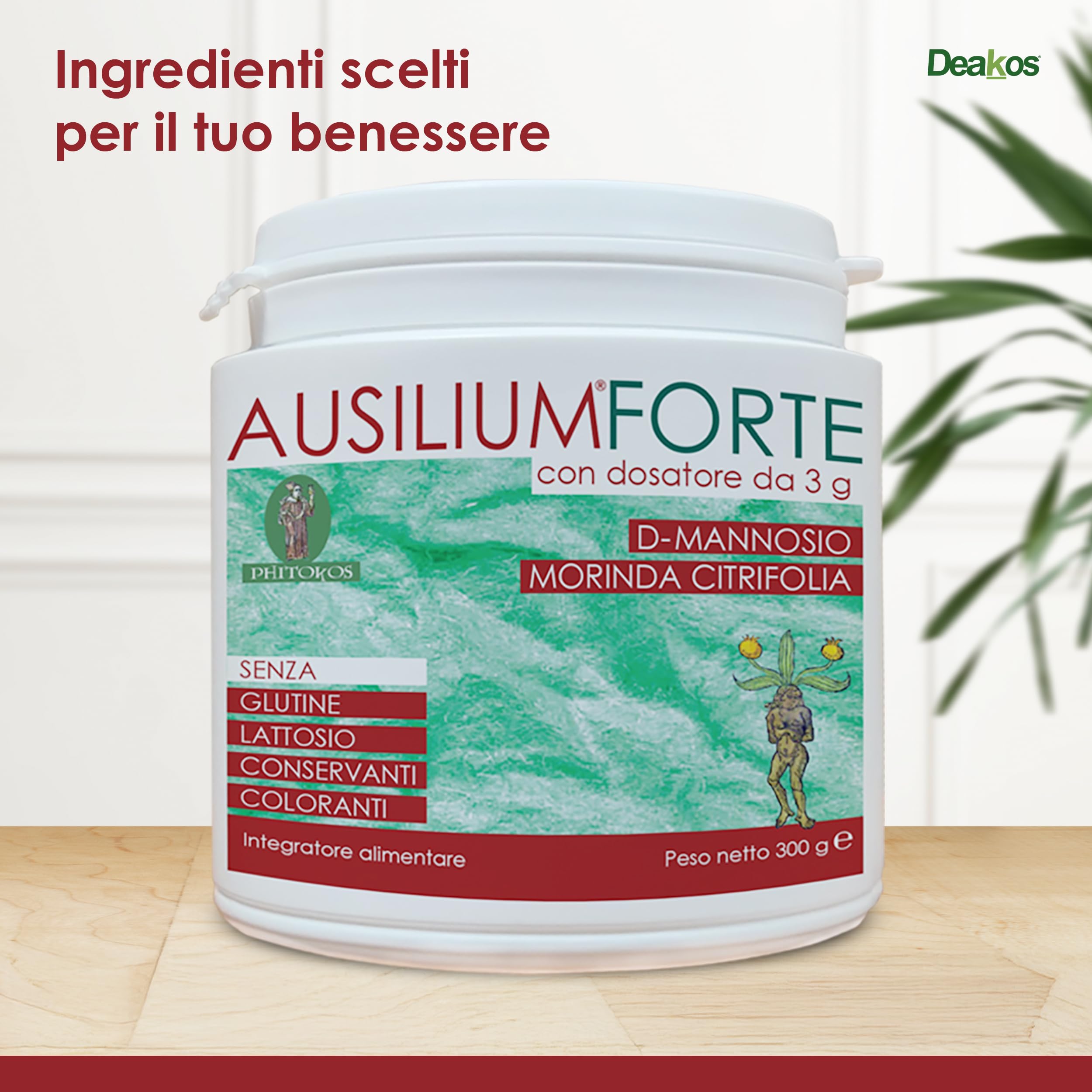 Deakos Ausilium Forte 300g - Integratore Cistite Donna e Benessere delle Vie Urinarie - In Polvere non Aromatizzato - A base di D Mannosio Puro eMorinda Citrifolia - Senza Glutine e Lattosio